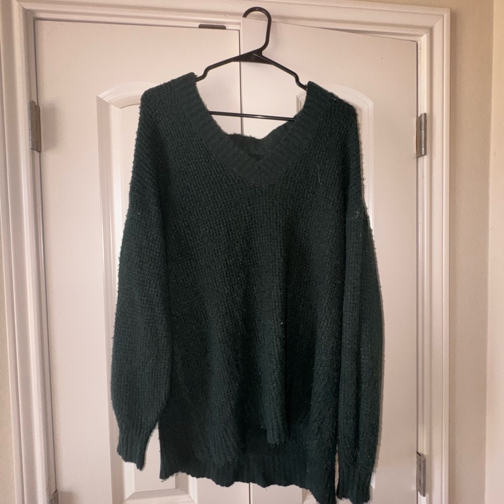 Cozy Green V-Neck Sweater